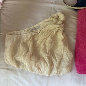 Cream Textured One Shoulder Top